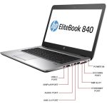 HP Refurbished 840 G1 Intel Core i5 Fingerprint- 14" 500HDD 8GB RAM WINDOWS 10 PRO  - Black/Grey