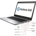 HP Refurbished 840 G1 Intel Core i5 Fingerprint- 14" 500HDD 8GB RAM WINDOWS 10 PRO  - Black/Grey