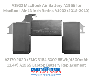 A2179 2020 (EMC 3184 3302 55Wh/4800mAh 11.4V) A1965 Laptop Battery Replacement