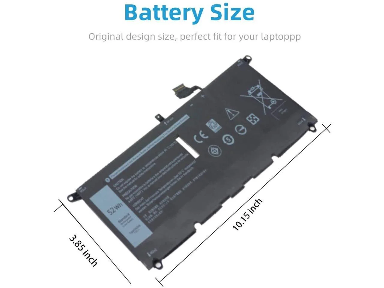DXGH8 Laptop Battery Replacement for Dell XPS 13 9370-1 Dell XPS 13 9370 9380 7390 2019 52Wh DXGH8 Laptop Battery - Image 1