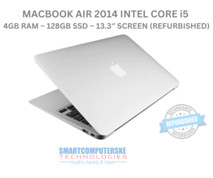 MACBOOK AIR 2014 INTEL CORE I5 – 4GB RAM – 128GB SSD – 13.3″ SCREEN (REFURBISHED)
