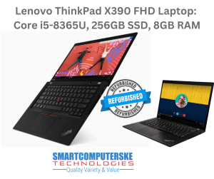 Lenovo ThinkPad X390 FHD Laptop: Core i5-8365U, 256GB SSD, 8GB RAM, Warranty · Intel Core i5-8365U @1.60Ghz, upto 4.10Ghz TurboBoost, 4 cores and 8