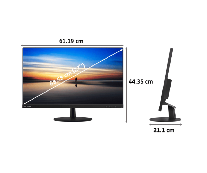 Lenovo monitor C27-30 27-Inch WLED Monitor, FHD, IPS, FreeSync, 75Hz, 6ms, HDMI, VGA, Ergonomic Design - Image 2