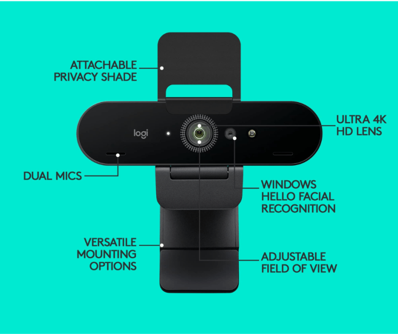 Logitech Brio 4K Webcam, Ultra 4K HD Video Calling, Noise-Canceling mic, HD Auto Light Correction, Wide Field of View, Works with Microsoft Teams, Zoom, Google Voice, PC/Mac/Laptop/Macbook/Tablet - Image 3