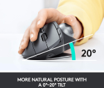 Logitech MX Ergo Wireless Trackball Mouse, Ergonomic Design, Move Content Between 2 Windows and Apple Mac Computers (Bluetooth or USB), Rechargeable - Image 3