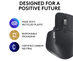 Logitech MX Master 3S - Wireless Performance Mouse, Ergo, 8K DPI, Track on Glass, Quiet Clicks, USB-C, Bluetooth, Windows, Linux, Chrome - Graphite - Image 2