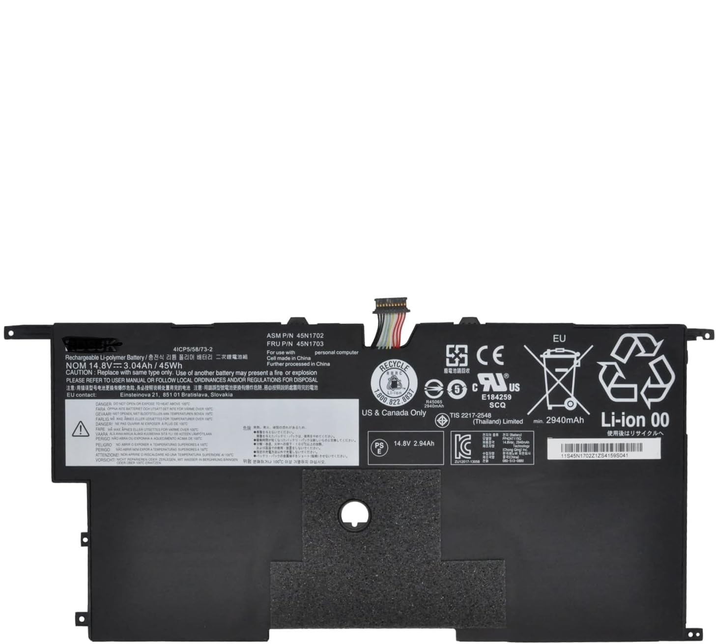 Version 1.0.0 Lenovo 45N1700 45N1701 ThinkPad X1c X1 Carbon Gen 2 20A7 Laptop Battery - Image 1