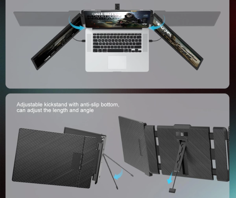 V2COM S2 14’’ Triple Laptop Screen Extender, 1080P FHD Portable Dual Monitor for Laptop USB C HDMI, Plug-play Monitor Extender for Mac/Windows, Fit 13”-17.3” Laptops - Image 2