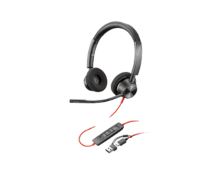 POLY Blackwire 3320 Stereo USB-C Headset + USB-C / A Adapter